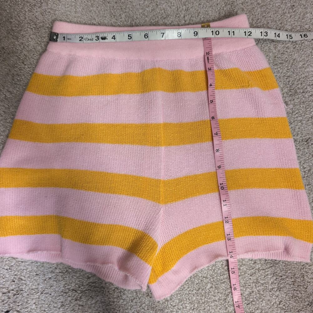 Pink And Yellow Striped Knit Shorts - Picture 2 of 4